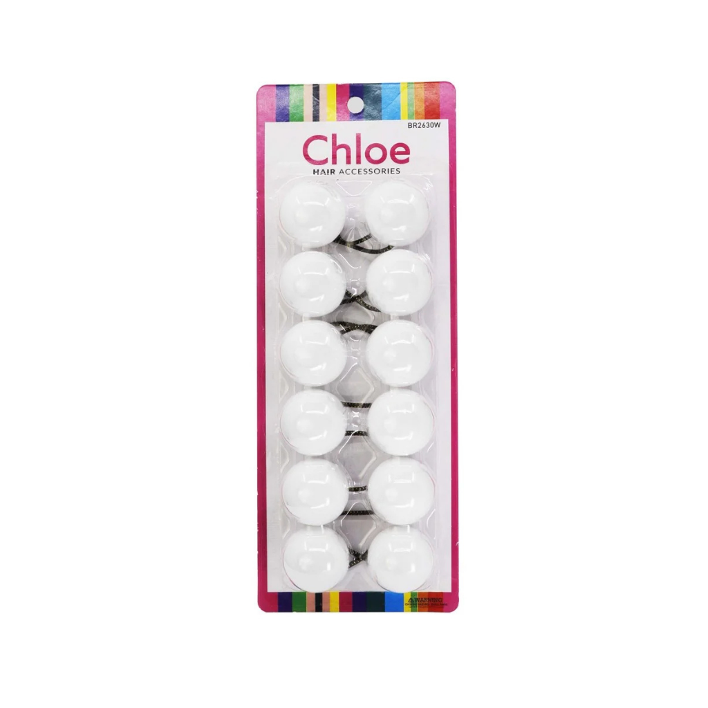 CHLOE – ÉLASTIQUES À BOULES BLANCHES POUR CHEVEUX