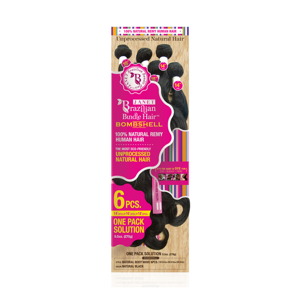 PACK DE MÈCHES BRÉSILIENNES 100 % CHEVEUX NATURELS 6 PIÈCES (18″ + 20″ + 20″ + 22″ + 22″ + 24″)