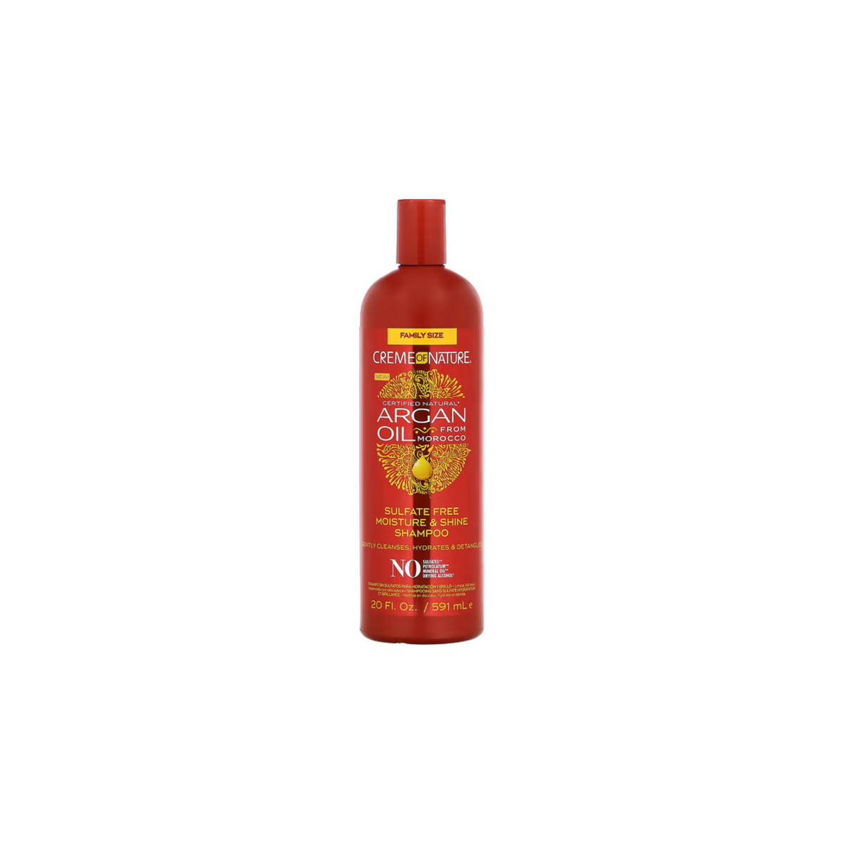 CREME OF NATURE – SHAMPOOING HYDRATANT ET BRILLANCE SANS SULFATES À L’HUILE D’ARGAN DU MAROC