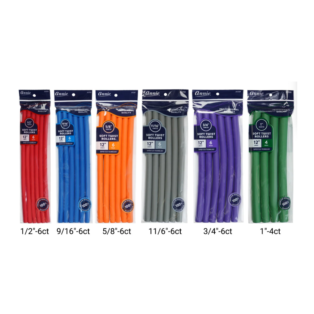 ANNIE - ROULEAUX SOUPLES FLEXIBLES 12 PO POUR BOUCLES SANS CHALEUR