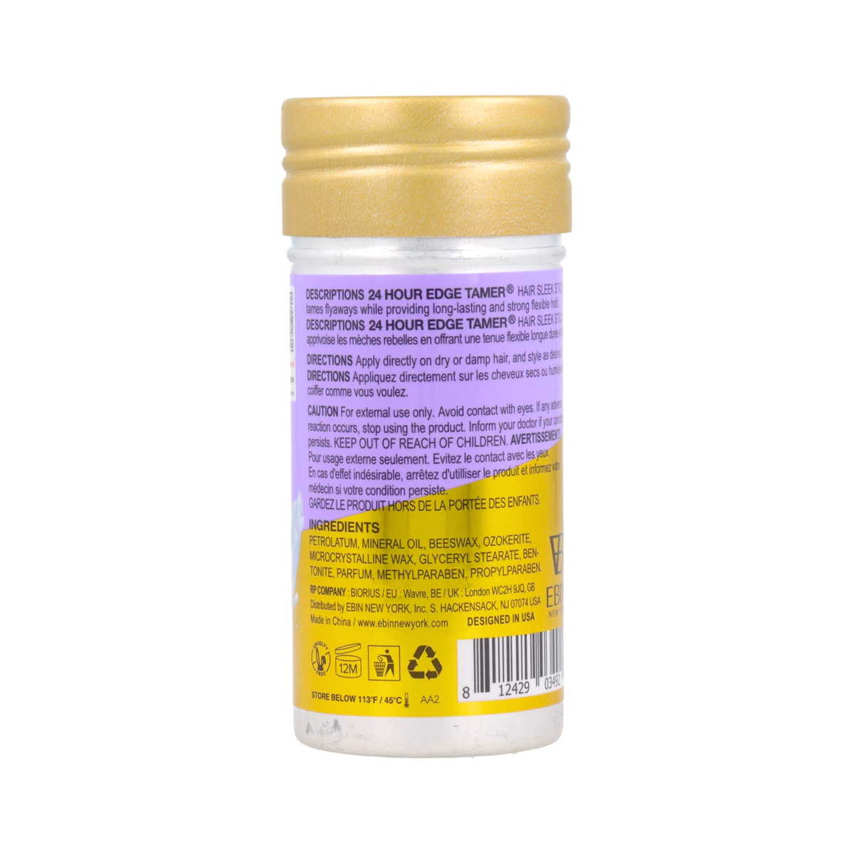EBIN NEW YORK – 24 HOUR EDGE TAMER BÂTON DE CIRE ORIGINAL 2,7 OZ